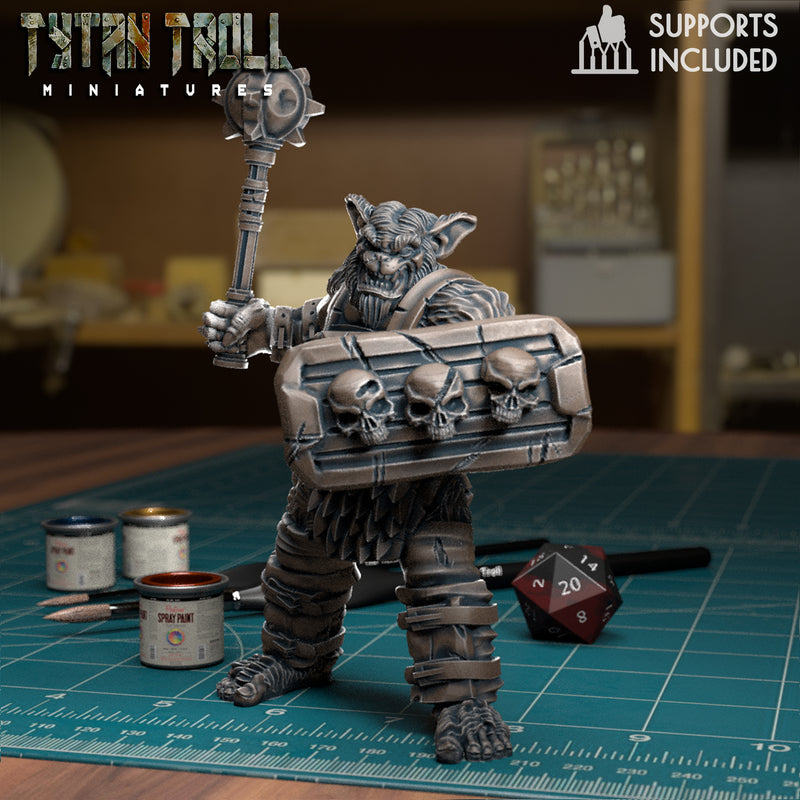 Bug Bear With Skull Shield And Mace- TytanTroll Miniatures - DnD - Fantasy