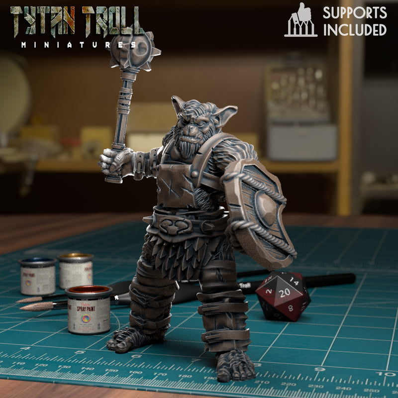 Bug Bear With Shield And Mace - TytanTroll Miniatures - DnD - Fantasy