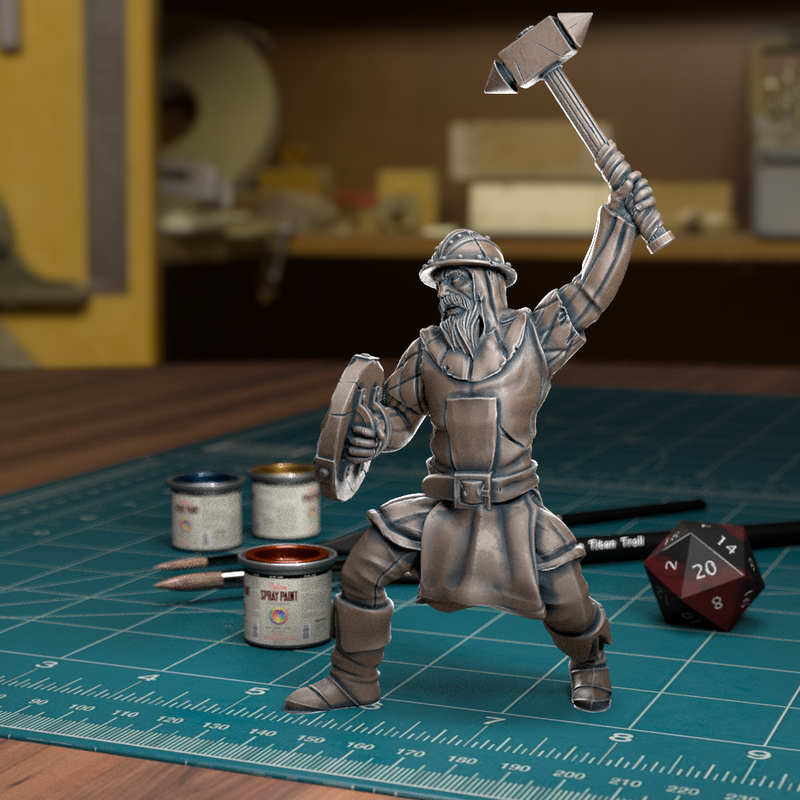 City Guard Hammer - Frostgrave Pathfinder - Fantasy DND - TytanTroll Miniatures