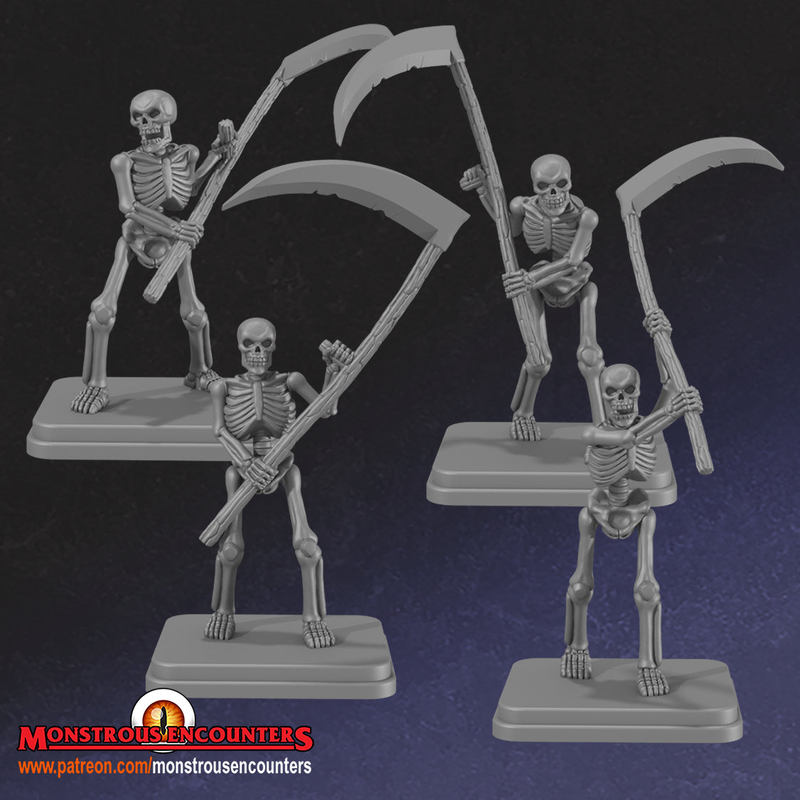 Classic Skeletons w/ Scythes x4