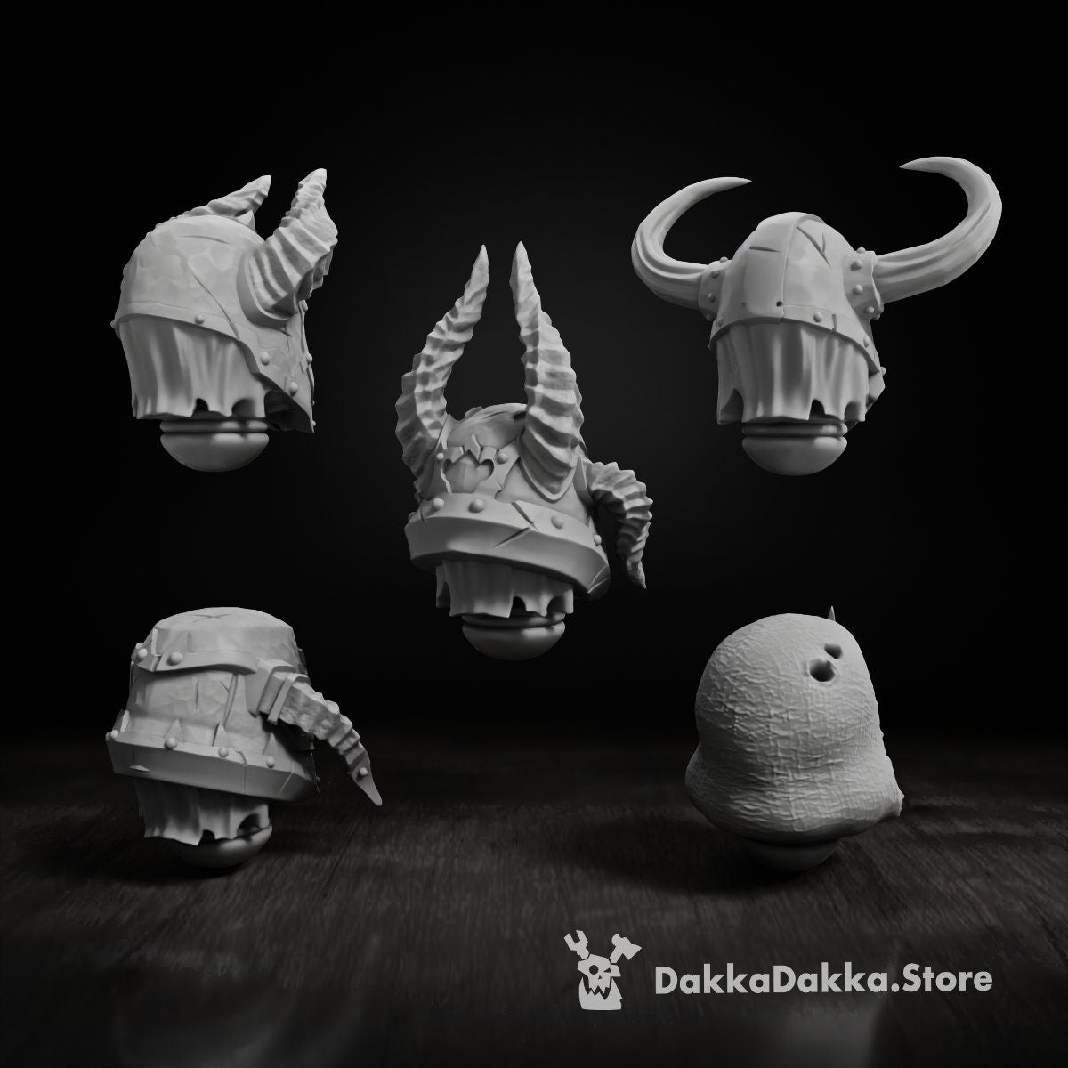 CW Helmets"Knights of the Dark Side" Set x 5 | 3d printed (resin) War Gaming Upgrade bits | miniatures | kitbash | by dakkadakka.store
