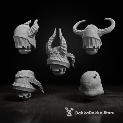 CW Helmets"Knights of the Dark Side" Set x 5 | 3d printed (resin) War Gaming Upgrade bits | miniatures | kitbash | by dakkadakka.store