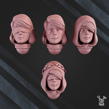 War Sister Heads "Holy Elizabeth" Bits Set x4 | 3d printed (resin) War Gaming Upgrade bits | miniatures | kitbash | dakkadakka.store